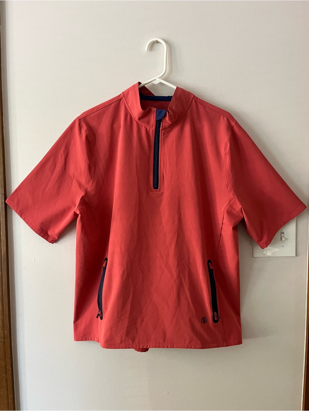 STITCH Men’s Golf SWS Weather System Short Sleeve Coral Pullover Size  Large